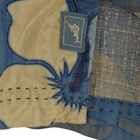 Tommy Bahama Silk Hawaiian Shirt Size Medium Blue Tropical Floral Beach Aloha - Picture 6 of 10